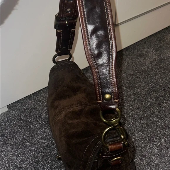RARE Brown Suede Coach 65th Anniversary Legacy Shoulder Bag - Picture 6 of 11